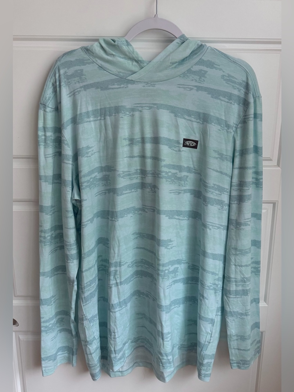 AFTCO Ocean Bound LS Sun Protection Hoodie Abstract Long Sleeve Hoodie Sz Large